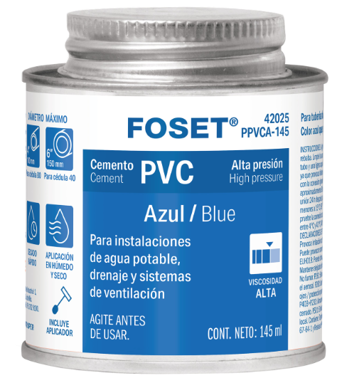 Venta de CEMENTO AZUL P/PVC 145 ML. ALTA PRESIÓN. (Mueble de Baño) en CDMX | Ferreteros Unidos