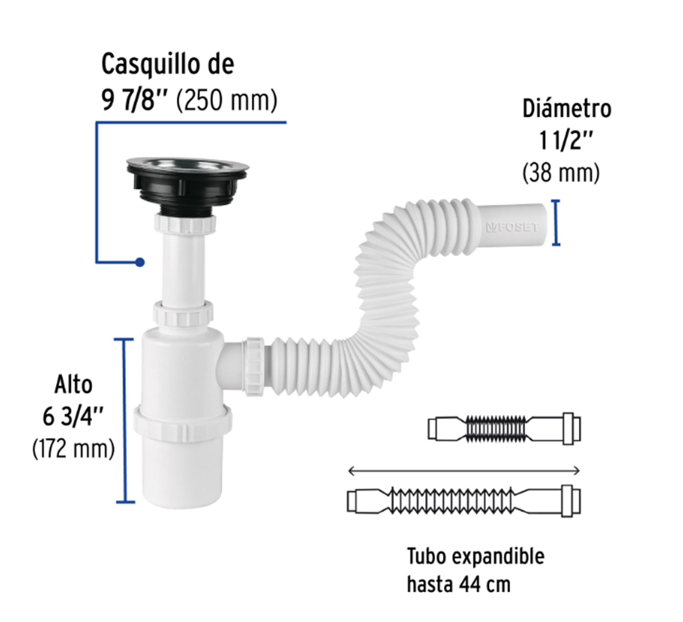 Venta de CESPOL P/FREGADERO C/CONTRA PVC 1 1/2" (Mueble de Baño) en CDMX | Ferreteros Unidos