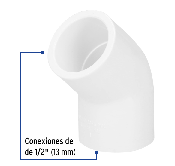 Venta de CODO PVC HID. 1/2" X 45 (Mueble de Baño) en CDMX | Ferreteros Unidos