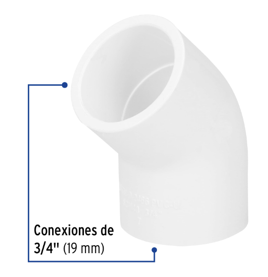 Venta de CODO PVC HID. 3/4" X 45 (Mueble de Baño) en CDMX | Ferreteros Unidos