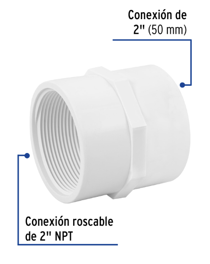Venta de CONECTOR HEMBRA PVC HID. 2" (Mueble de Baño) en CDMX | Ferreteros Unidos