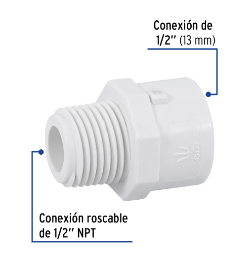Venta de CONECTOR MACHO PVC HID. 1/2 (Mueble de Baño) en CDMX | Ferreteros Unidos