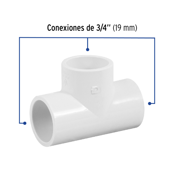 Venta de TEE PVC HID. 3/4" (Mueble de Baño) en CDMX | Ferreteros Unidos