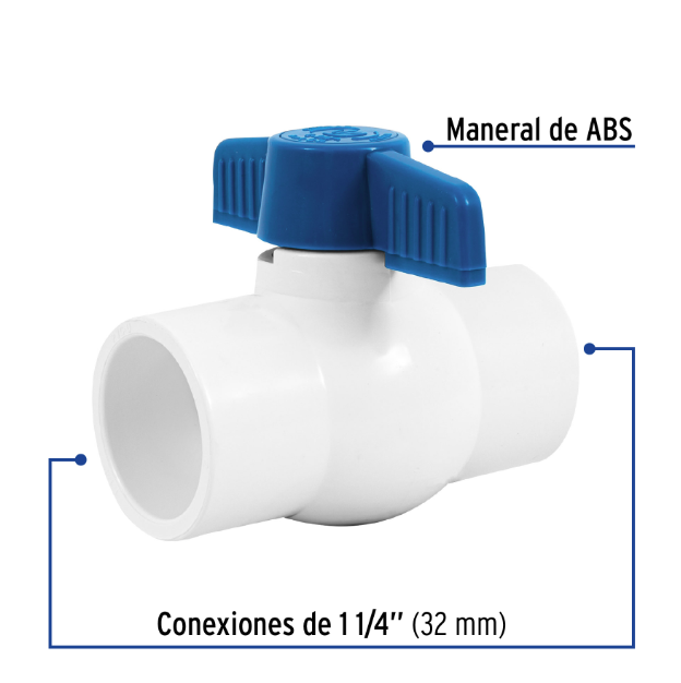 Venta de VALVULA DE ESFERA PVC 1 1/4" P/CEMENTAR (Mueble de Baño) en CDMX | Ferreteros Unidos