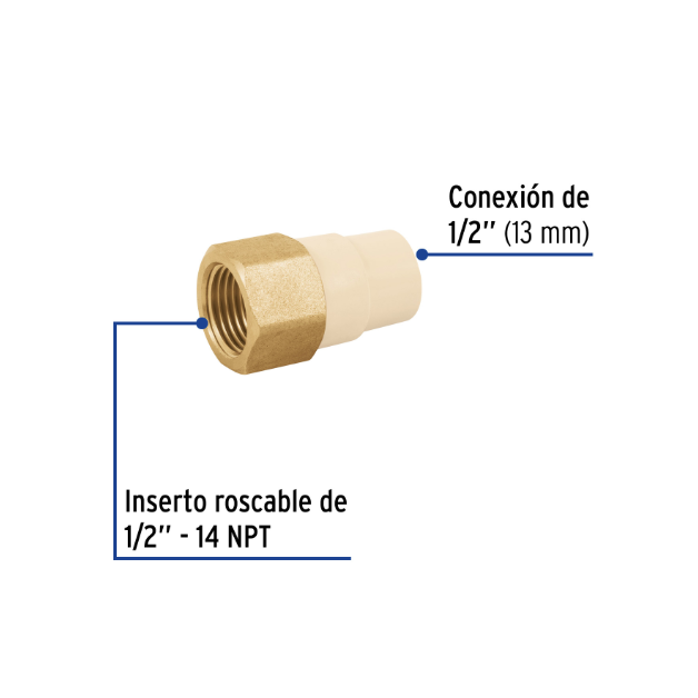 Venta de CONECTOR HEMBRA CPVC 1/2" (Mueble de Baño) en CDMX | Ferreteros Unidos