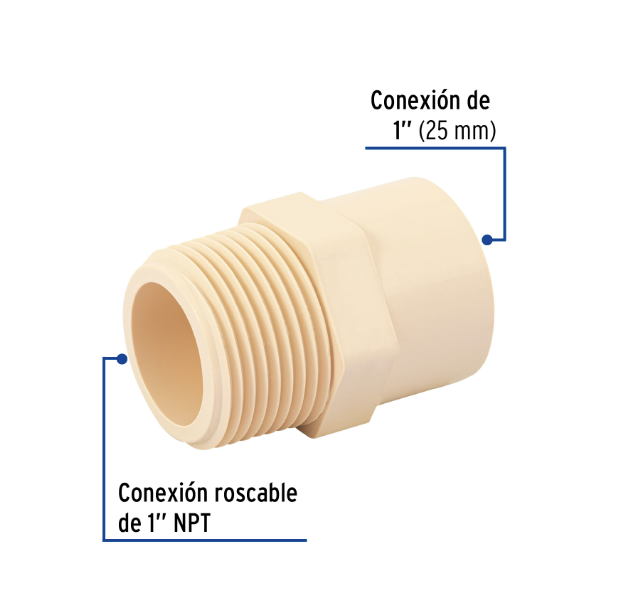 Venta de CONECTOR MACHO CPVC 1" (Mueble de Baño) en CDMX | Ferreteros Unidos