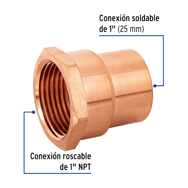Venta de CONECTOR HEMBRA COBRE 1 1/4" (Mueble de Baño) en CDMX | Ferreteros Unidos