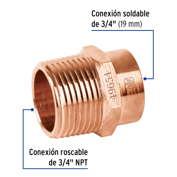 Venta de CONECTOR MACHO COBRE 3/4" (Mueble de Baño) en CDMX | Ferreteros Unidos