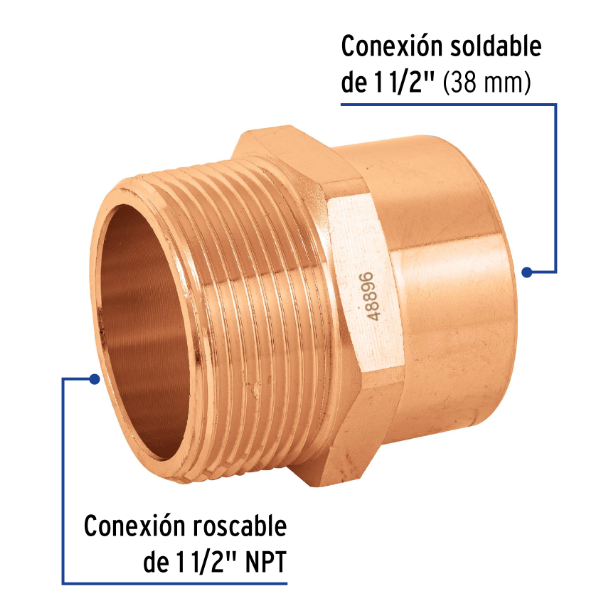 Venta de CONECTOR MACHO COBRE 1 1/2" (Mueble de Baño) en CDMX | Ferreteros Unidos