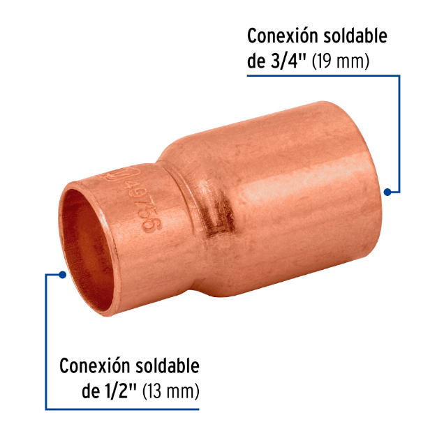 Venta de REDUCCION BUSHING COBRE 3/4" X 1/2" (Mueble de Baño) en CDMX | Ferreteros Unidos