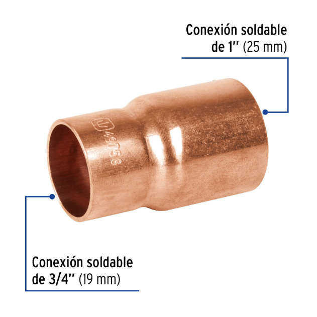 Venta de REDUCCION BUSHING COBRE 1" X 3/4" (Mueble de Baño) en CDMX | Ferreteros Unidos