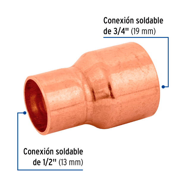 Venta de REDUCCION CAMPANA COBRE 3/4" X 1/2" (Mueble de Baño) en CDMX | Ferreteros Unidos
